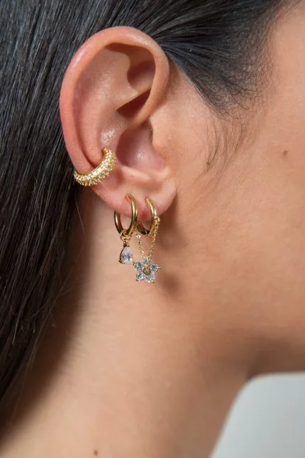 Σκουλαρίκι Regina ear cuff με λαμπερά κρύσταλλα