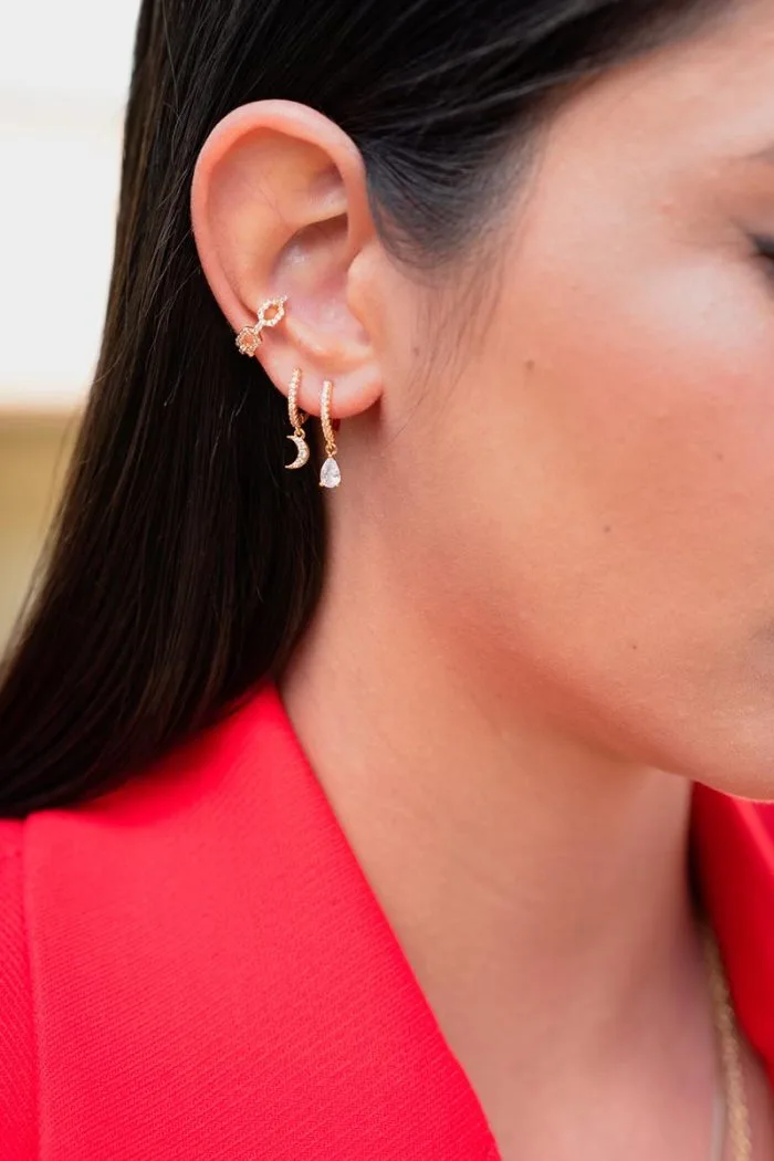 Ear cuff Kim επιχρυσωμένο με λαμπερά ζιργκόν