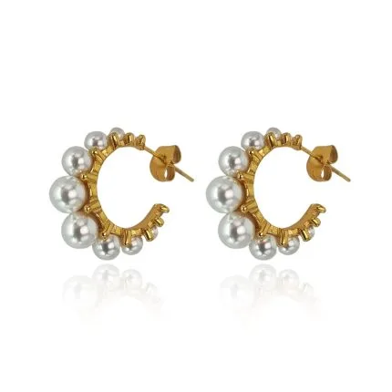 ShopShop.gr κρίκοι με πέρλες κρικάκια με πέρλες c hoops χρυσοί κρίκοι με πέρλες