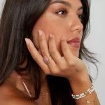 Δαχτυλίδι Justine σε vintage σχέδιο με ροζ πέτρα